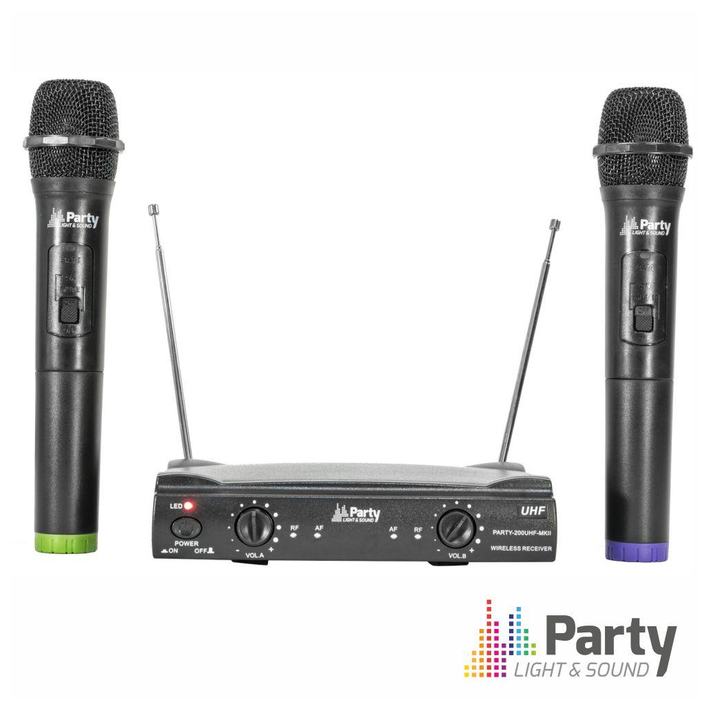 Central Microfone S/ Fios 2 Canais Uhf 863.2/864.2mhz PARTY
