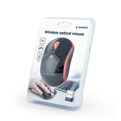 Rato Gembird Wireless 1600Dpi Preto/Vermelho