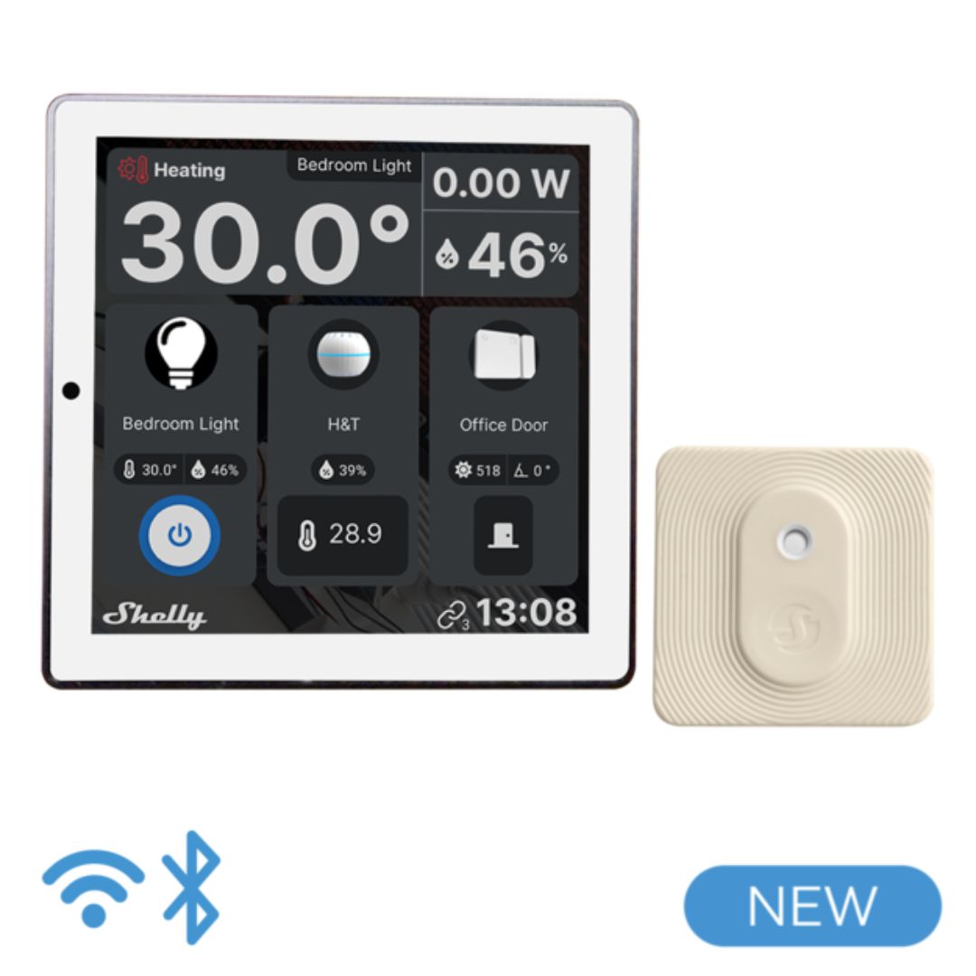 Shelly Wall Display + Sensor BLU H&T WiFi/Bluetooth - Branco/Marfim