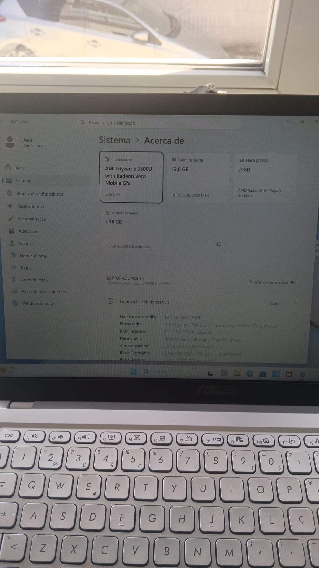 Portátil ASUS M515DA 15.6" (Ryzen 5 / 12GB RAM / 256GB SSD) – Recondicionado Grade A