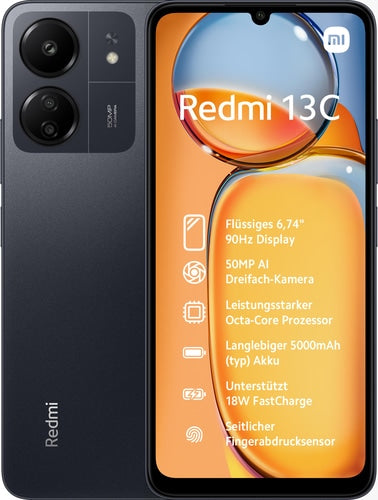 Smartphone Xiaomi Redmi 13C 4G 8Gb 256Gb Preto Midnight