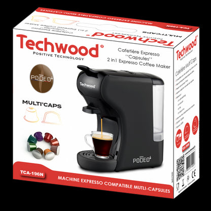 Máquina de Café Cápsulas Techwood Nespresso/Dolce Gusto Preto