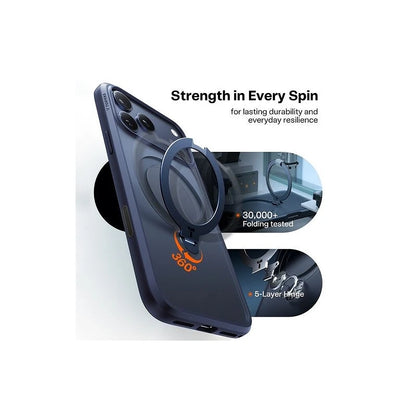 Torras iPhone 17 Pro Max Ostand Spin Série Azul Marinho