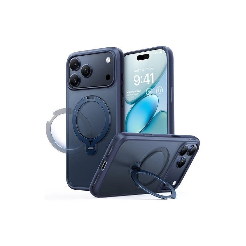 Torras iPhone 17 Pro Max Ostand Spin Série Azul Marinho