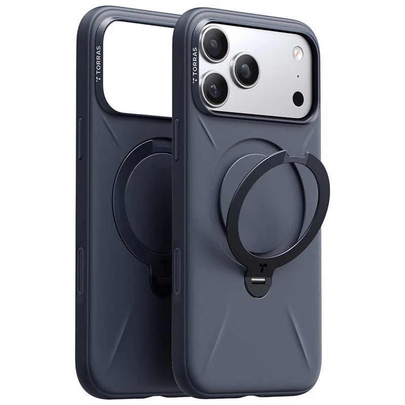 Torras iPhone 17 Pro Max Ostand Spin Softune Series Navy Azul