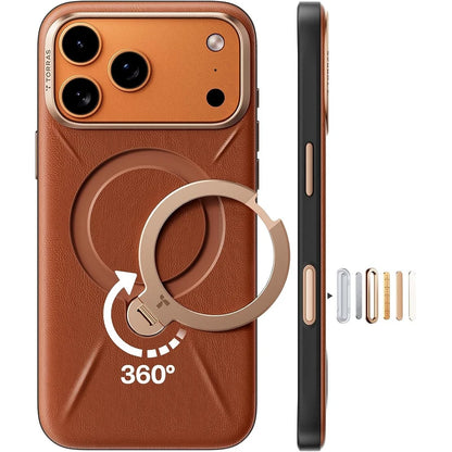Torras iPhone 17 Pro Max Ostand Spin Vegskin Series Brown