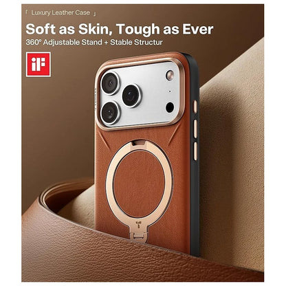 Torras iPhone 17 Pro Max Ostand Spin Vegskin Series Brown