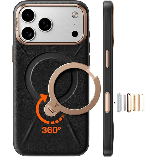 Torras iPhone 17 Pro Ostand Spin Vegskin Series Preto