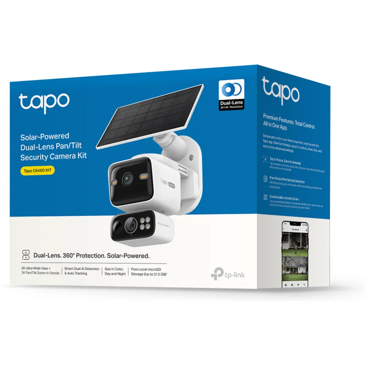 TP-Link Tapo C645D KIT - Câmara IP (Wi-Fi) lente dupla (6+2.53mm) 2K Pan/Tilt c/ Painel Solar - IP65