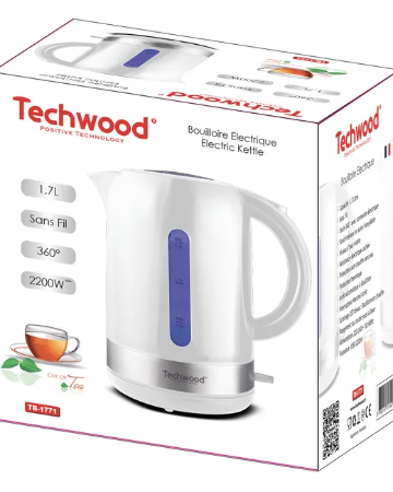 Fervedor De Água Elétrico 2200W 1.7L Branco TECHWOOD