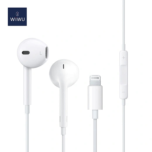 WiWU Auriculares com fio EB302 Auriculares Lightning plug and play Auriculares ergonómicos