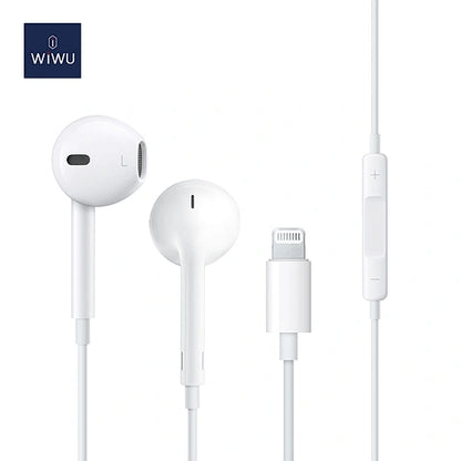 WiWU Auriculares com fio EB302 Auriculares Lightning plug and play Auriculares ergonómicos