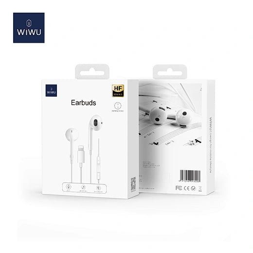 WiWU Auriculares com fio EB302 Auriculares Lightning plug and play Auriculares ergonómicos