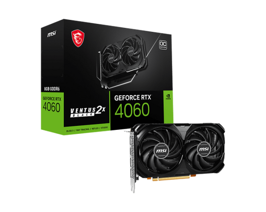 Placa Gráfica MSI GeForce RTX 4060 Ventus 2X Black 8G OC DLSS3 Nvidia