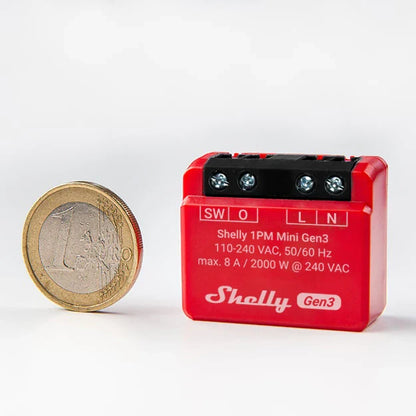 Shelly 1PM Mini Gen3 - Módulo para Interruptor de 1 botão com Monitorização de Energia WiFi/BT