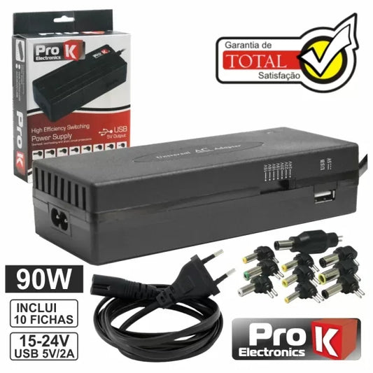 Carregador Universal Para Portátil 15-24V 5A C/USB PRO K