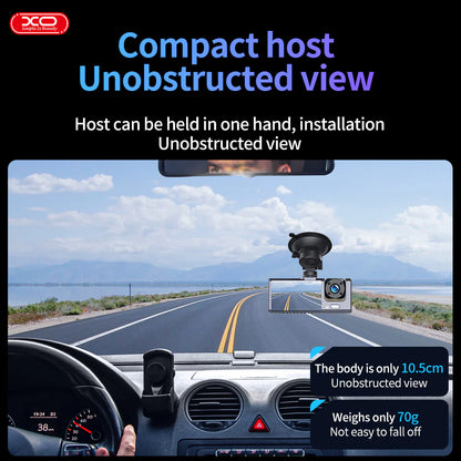 Câmara Dashcam Dual Full HD 12MP LCD 2" 140º p/ Veículos - XO